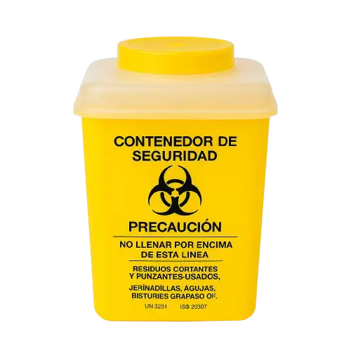 Contenedor de residuos cortantes, punzantes y usados para la gestión de residuos de explotaciones ganaderas